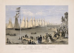 De regatta van de New York Yacht Club door Currier and Ives