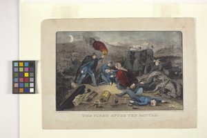 De nacht na de slag door N. and Ives J.M. (1824 95) Currier