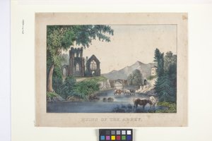 De ruïnes van de abdij door N. and Ives J.M. (1824 95) Currier