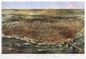 De stad St. Louis, ca. 1874 door Currier and Ives
