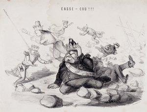 Dareneck!!! (Nekbreuk). Lithografie door Gabriel Aubert, drukker in Parijs die de krant 