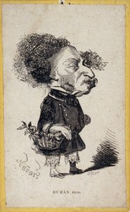 Portret-karikatuur door Alexandre Dumas Jr. (1824-1895), Franse schrijver. Cartoon door Gaspard Felix Tournachon alias Felix Nadar (1820-1910) door Nadar