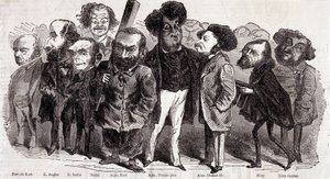 Portretten van schrijvers Paul de Kock (1793-1871), Emile Augier (1820-1889), Eugene Scribe (1791-1861), Felix Nadar, Alphonse Karr (1808-1890), Alexandre Dumas père (1802-1870) en Alexandre Dumas Jr. (1824-1895), Joseph Mery (1798-1866) en Leon Gozan (180 door Nadar