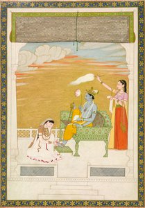 Lakshmi masseert de voet van Vishnu, ca. 1765-1770