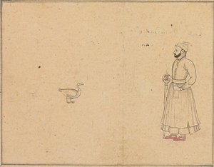 Raja Balwant Dev Singh en een zwaan, ca. 1750-55