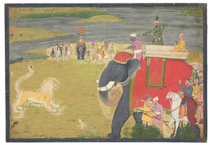 Raja Balwant Dev Singh op een Leeuwenjacht