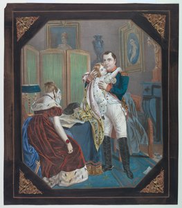 "Tinsel Picture": Napoleon en keizerin Marie-Louise met de koning van Rome