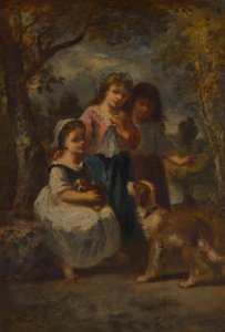 Drie kleine meisjes, ca. 1870 door Narcisse Virgile Diaz de la Peña