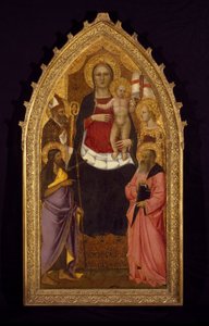 Madonna en Kind op de Troon met Heiligen Zenobius, Johannes de Doper, Reparata en Johannes de Evangelist door Nardo di Cione