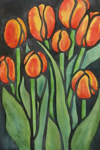 Feloranje tulpen door Natalie Bruns