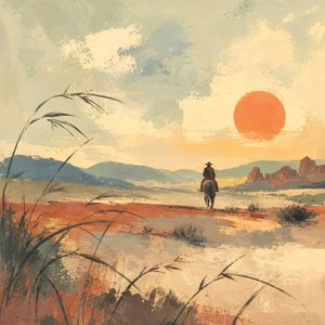 Desert Rider bij zonsondergang