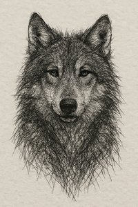 Gedetailleerde tekening van een wolf door Natalie Bruns