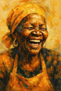 Portret met gouden lach