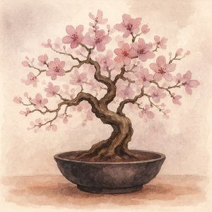 Roze kersenbonsai door Natalie Bruns
