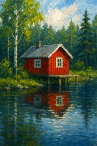 Weerspiegeling in het Red Cabin-meer