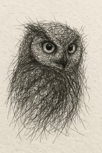 De blik van de gekrabbelde uil door Natalie Bruns