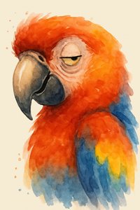 Slaperige papegaai in aquarel door Natalie Bruns