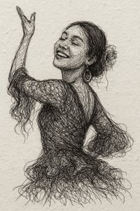 Lachende flamencodanseres door Natalie Bruns