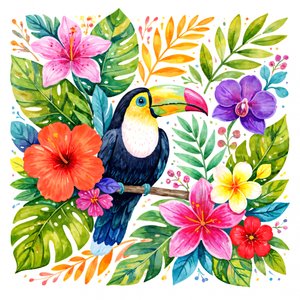 Kleurrijke jungle-toekan