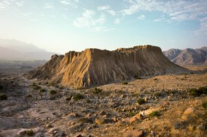 Moche-piramide Pampa Grande in de Lambayeque-vallei van Noord-Peru