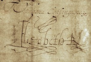 Handtekening Elizabeth R voor Koningin Elizabeth I door Nathan Benn
