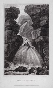 Waterval bij Gordale door Nathaniel (after) Whittock