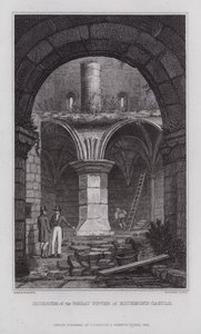 Interieur van de Grote Toren van Richmond Castle (gravure) door Nathaniel (after) Whittock