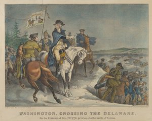Washington, Oversteek van de Delaware - Op de Avond van 25 Dec. 1776, voorafgaand aan de Slag..., 1876 door Currier and Ives