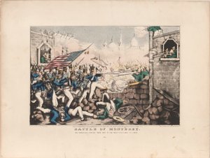 Slag bij Monterey / De Amerikanen banen zich een weg naar het hoofdplein, 23 september 1846 door Nathaniel Currier