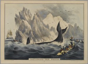 Het vangen van de walvis door Nathaniel Currier