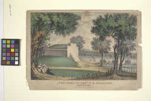 Het graf van Genl. W. H. Harrison door Nathaniel Currier