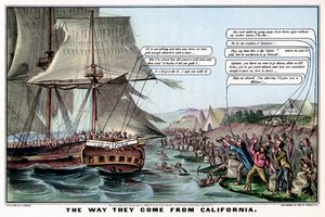 De Manier waarop ze uit Californië komen, 1849 door Nathaniel Currier