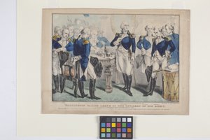 Washington neemt afscheid van de officieren van zijn leger door Nathaniel Currier