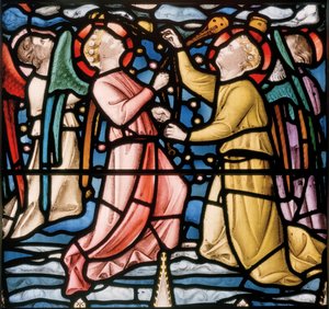 Drie wierook zwaaiende engelen (detail)