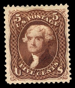 5c Thomas Jefferson heruitgave enkel