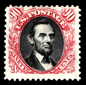 90c Abraham Lincoln heruitgave enkel, 1875