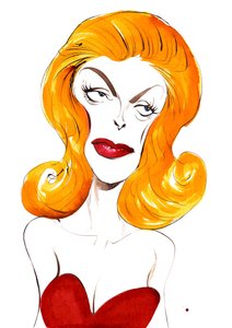 Julie London Amerikaanse zangeres en actrice (1926-2000); kleurenkarikatuur door Neale Osborne