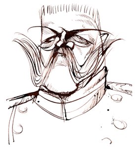 Paul von Hindenburg - Pools-geboren, Duitse generaal en president (1847-1934); karikatuur door Neale Osborne