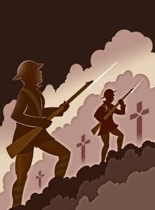 Eerste Wereldoorlog Soldaten met Bajonetten - uit Loopgraven door Neale Osborne
