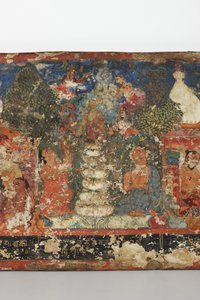 Detail van een boeddhistisch manuscriptomslag door Nepalese School