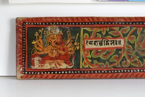 Detail van een Devimahatmya-manuscriptomslag