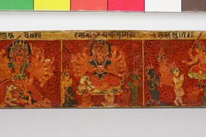 Detail van een Devimahatmya-manuscriptomslag