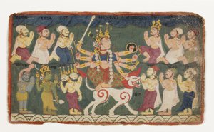 Mahalakshmi rijdt op haar leeuw, uit de Devimahatmya, ca. 1750