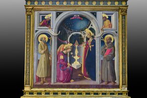 Annunciatie tussen Heiligen Franciscus en Hiëronymus door Neri di Bicci