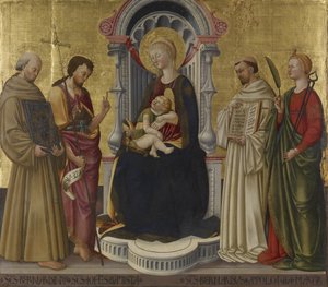 Maagd en Kind op de Troon met vier heiligen, ca. 1450