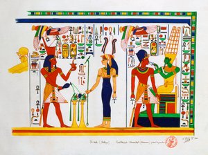 Muurschildering uit El-Kab, Egypte, 1841
