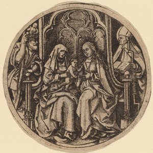 Madonna en Kind met Heiligen Christoffel en Erasmus door Netherlandish 15th Century