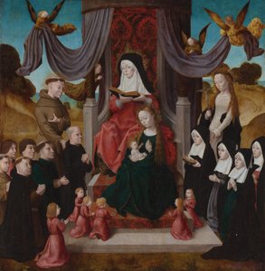 De Maagd en Kind met Sint-Anna, Heiligen Franciscus, Lidwina en schenkers, ca. 1490-1