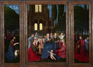 De Maagd en het Kind met Heiligen en Engelen in een tuin, c. 1500 door Netherlandish Master