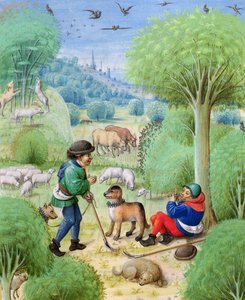 Pastorale scène, uit Eclogues van Vergilius, 1472-73